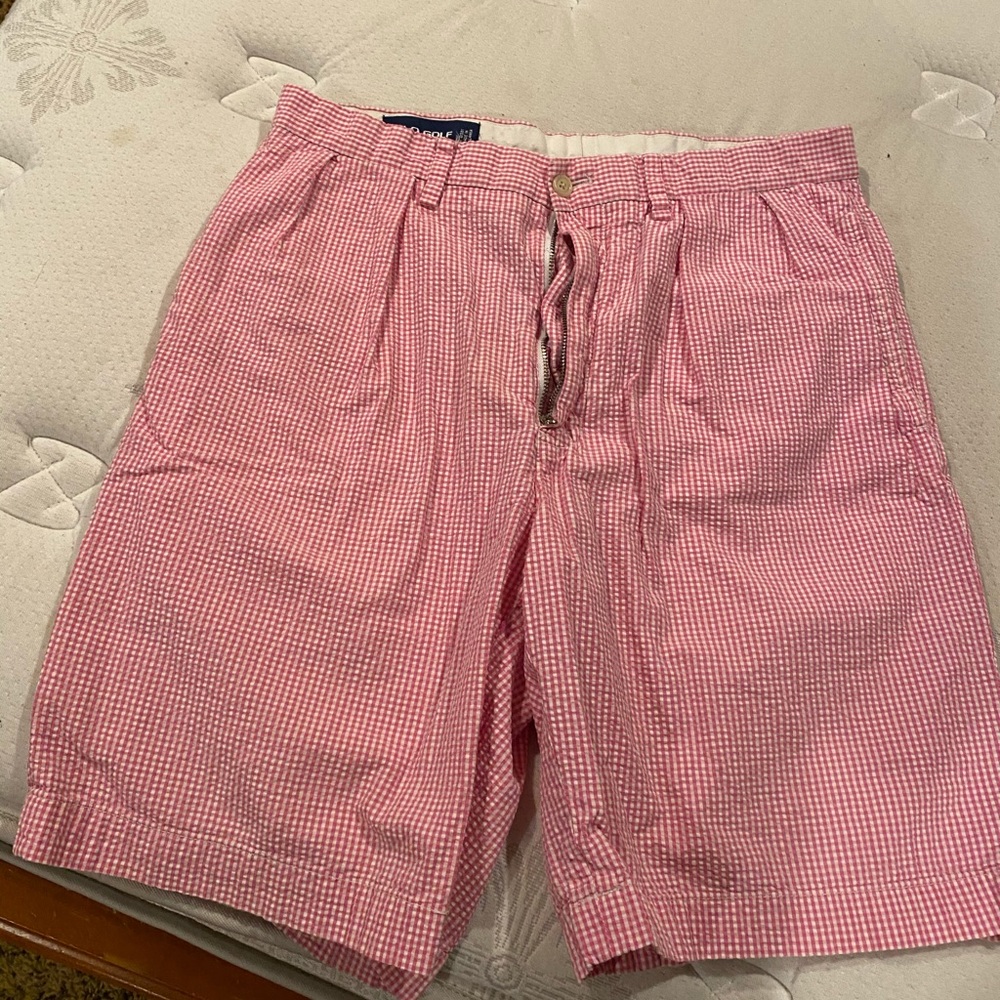 Polo pink and white stripped golf shorts 32